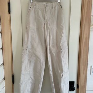 Zara Light Tan Cargo Pants with Elastic Waistband